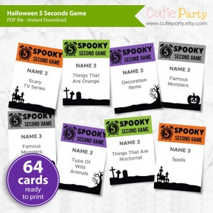 Halloween 5 Second Game, 5 Second Rule Game, Halloween Party Game, Halloween Trivia, Halloween Printable, Family Game Night, Classroom Game