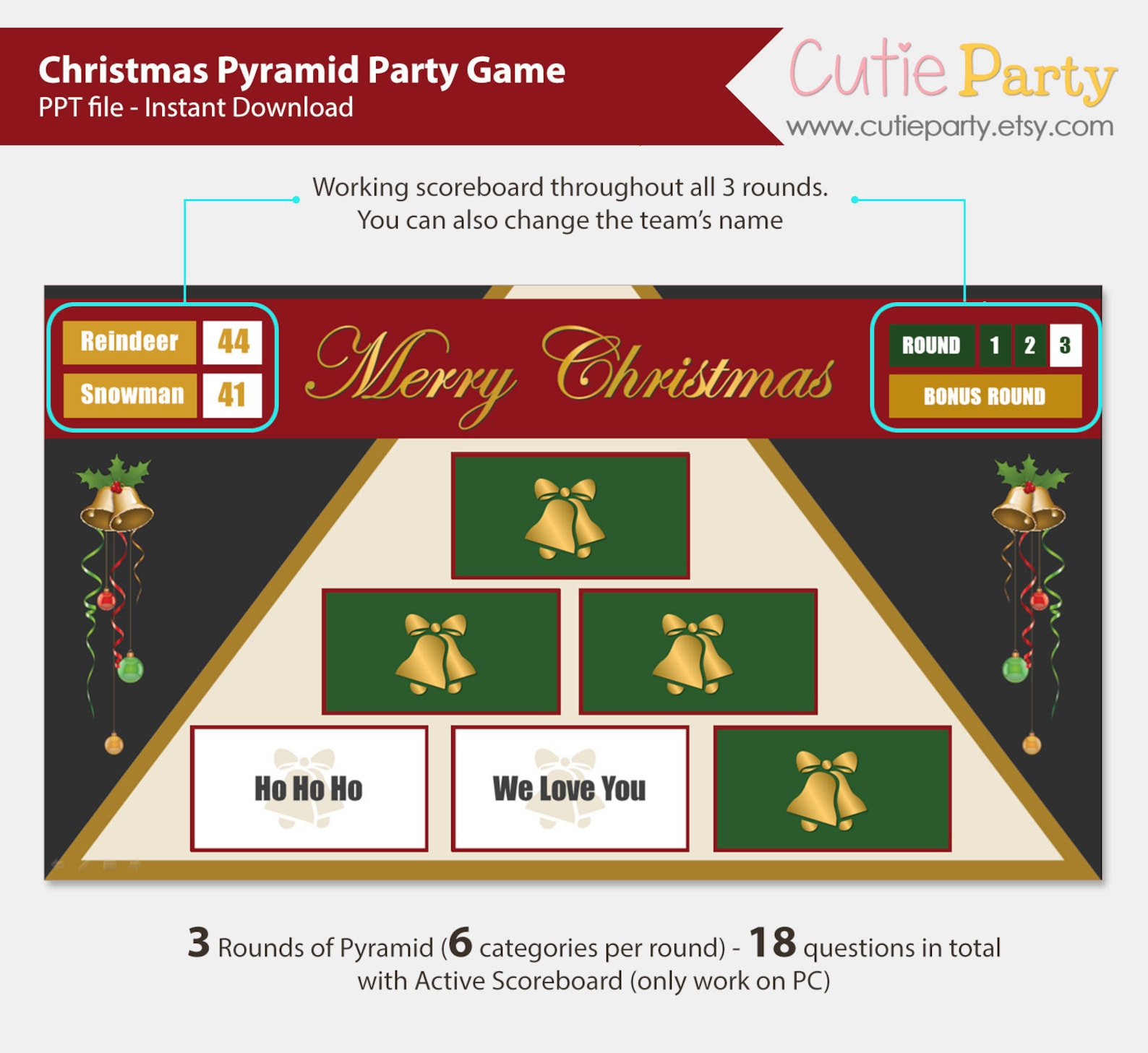 Christmas Pyramid Game Christmas Trivia Game Christmas Etsy
