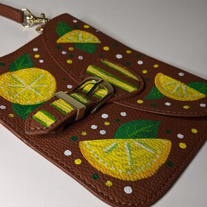 Hand Painted Lemon Wristlet