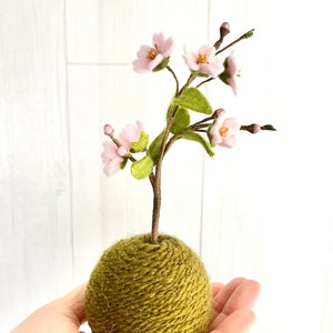 桜、サクラ、フェルトの花、苔玉、盆栽、ギフト、プレゼント、室内装飾、手作り