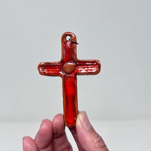 Vintage Terracotta Cross • Southwestern Folk Art Pottery - 3”