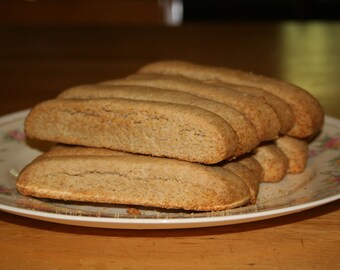 One Dozen Homemade Traditional Greek Twice Baked Almond Cookies/Paximathia