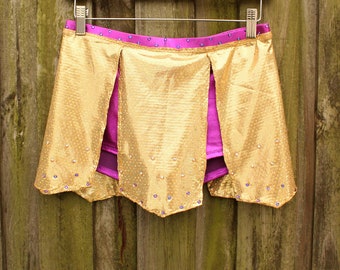 Sparkle Gladiator Costume Skirt - Purple and Gold Costume Skirt - Festival Skirt - Rave Skirt - Burning Man - Handmade Dance Costume Skirt