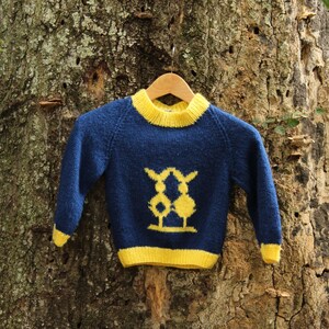 80s Abstract Bunny Sweater - Handknit Fuzzy Sweater - Unisex Kids - Vintage Kids Sweater - Easter Bunny - Vintage Boys Clothes -Easter Shirt