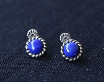 C. Sydney Smith Co. - VINTAGE Blue Lapis Lazuli Stud Earrings - Sterling Silver and Lapis - Southwestern - Native American - Blue Earrings