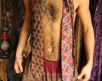 ReCLAIMED Trippy Tie Collar - Upcycled Mens Ties - Festival Pashmina - Menswear - Festival Fashion - Psychedelic Print -Mens Festival -Scarf