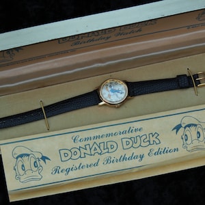 SELTENE Walt Disney Donald Duck Uhr von Bradley - 1960er Jahre Gedenkfeier Eingetragene Ausgabe - Donald Duck Geburtstag Uhr - In Originalverpackung - Neu