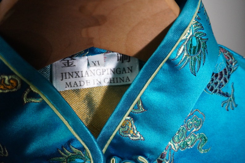 Vintage Asian Silk Dress Silk Costume Dress Sleeveless Silk Dress Chinese Dress Chinese Silk Dress Cheongsam Blue Cheongsam image 4