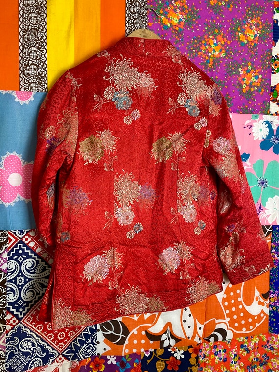Reversible Vintage Silk Chinese Jacket - Red & Go… - image 7