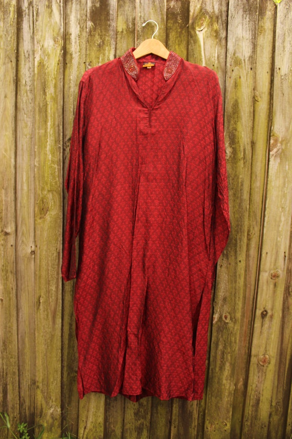 Vintage Indian Style Tunic - Burgundy Tunic Dress… - image 3