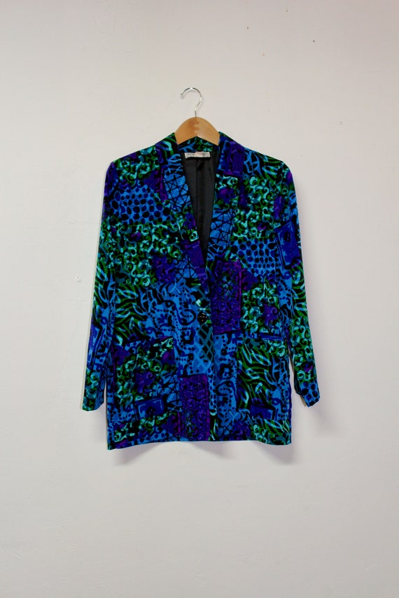 90s Abstract Watercolor Blazer - 80s Watercolor B… - image 1