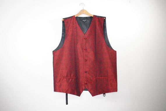 90s Red Paisley Vest - Formal Red Vest - Mens Red… - image 2