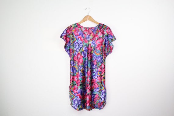 90s Floral Paisley Sleep Shirt - Psychedelic Pais… - image 5