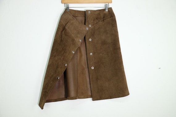 Vintage Suede Midi Skirt - 1970s 1980s Leather Sk… - image 4