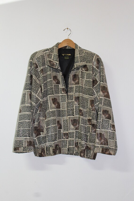 Metallic Leopard Print Track Jacket - Metallic Leo