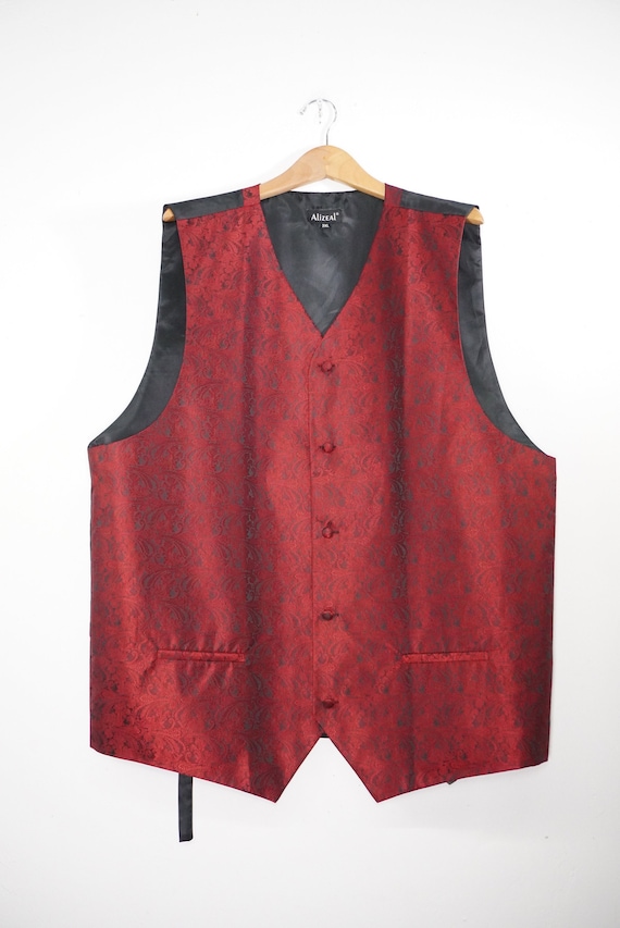 90s Red Paisley Vest - Formal Red Vest - Mens Red… - image 1