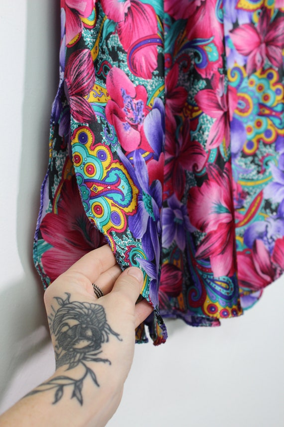90s Floral Paisley Sleep Shirt - Psychedelic Pais… - image 9