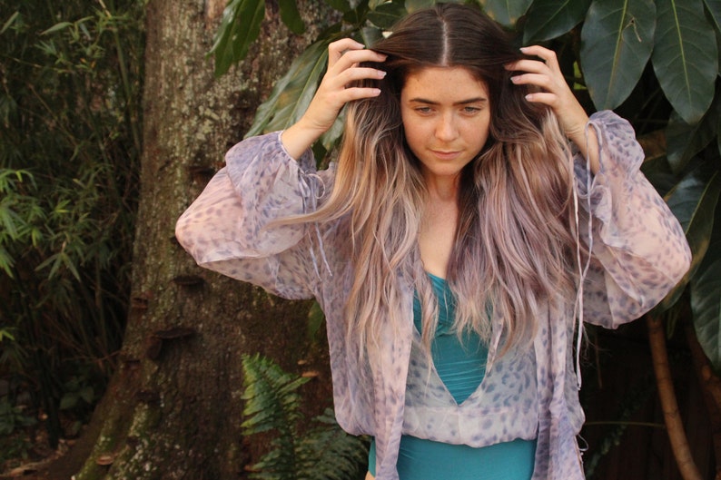 Ethereal Top Silk Chiffon Blouse Ethereal Blouse Roberto Cavalli Chiffon Blouse Lavender Chiffon Blouse Vintage Roberto Cavalli