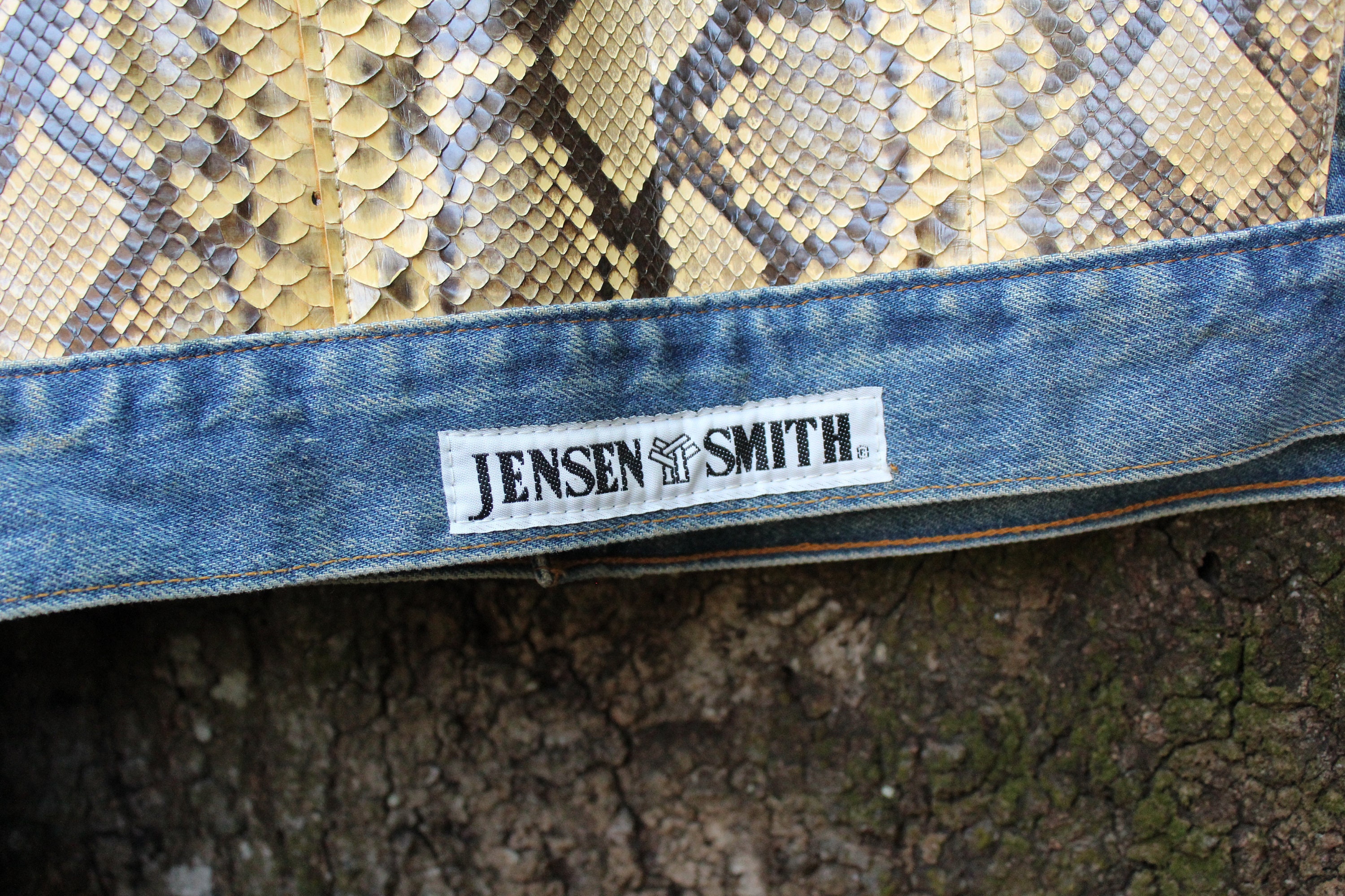 Vintage Jensen Smith Denim Jacket - Snakeskin Denim Jacket - 70s 