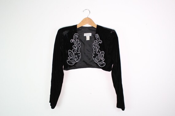 90s Embellished Velvet Bolero Jacket - 90s Cropped