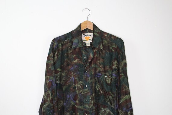 Vintage Silk Earth Tone Button Up - Vintage Silk S