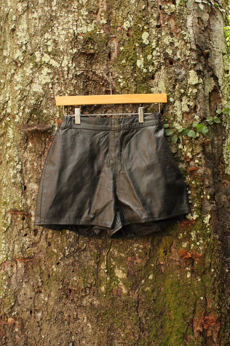 high waisted leather booty shorts