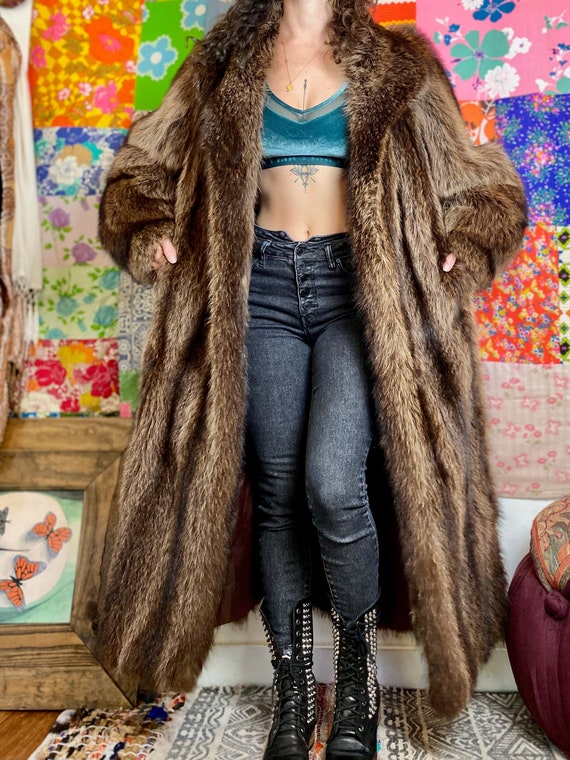 Full length raccoon coat value best sale