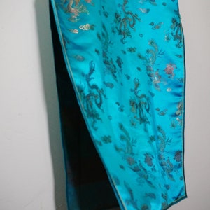 Vintage Asian Silk Dress Silk Costume Dress Sleeveless Silk Dress Chinese Dress Chinese Silk Dress Cheongsam Blue Cheongsam image 6