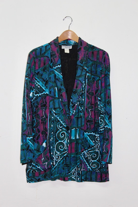 90s Dark Abstract Blazer - 90s Abstract Blazer - 9