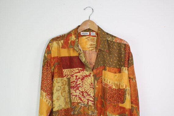 Paisley and Mixed Print Silk Shirt - Vintage 90s S
