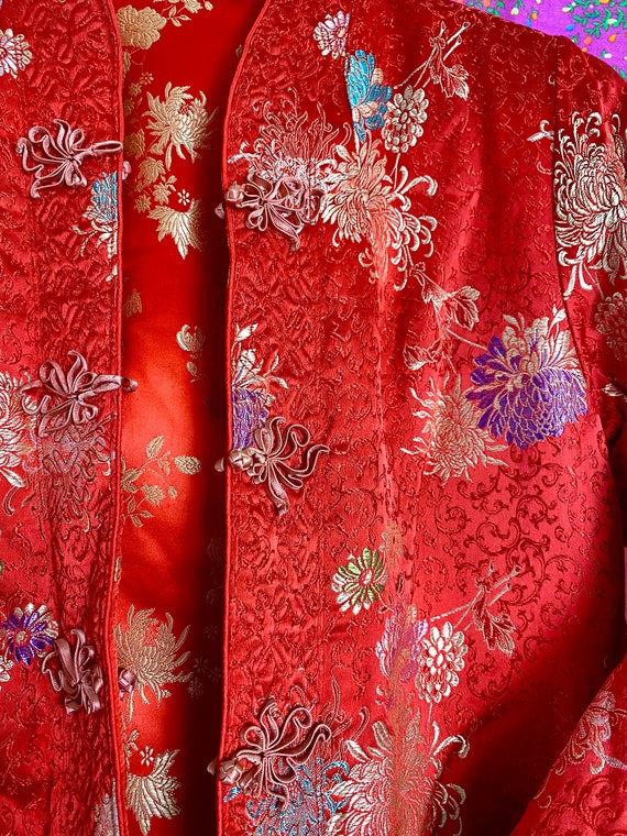 Reversible Vintage Silk Chinese Jacket - Red & Go… - image 6