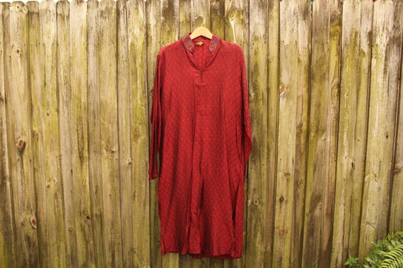 Vintage Indian Style Tunic - Burgundy Tunic Dress… - image 2