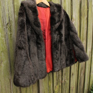 60s Faux Fur Capelet VINTAGE Faux Fur Faux Fur Cape Festival Faux Fur Faux Fur Shrug 1960s Faux Fur Brown Faux Fur Jacket image 7