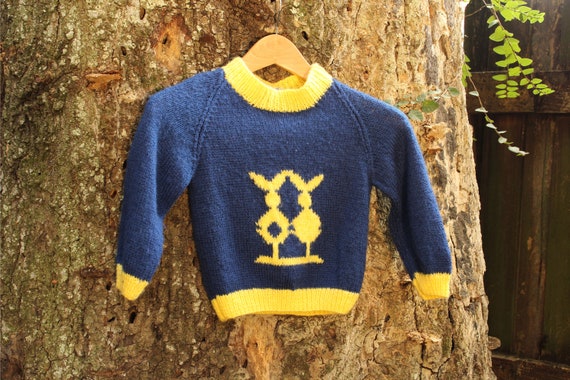 80s Abstract Bunny Sweater - Handknit Fuzzy Sweat… - image 4