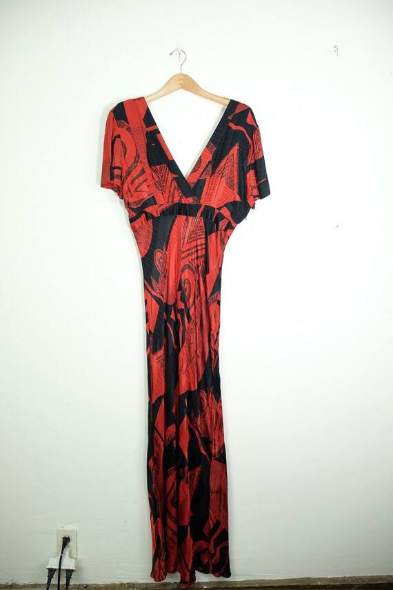 90s Sue Wong Abstract Maxi Dress - Vintage Trippy… - image 9