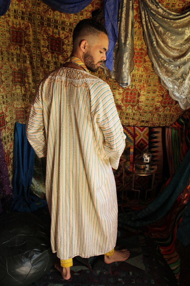 Handmade Embroidered Robe Egyptian Embroidered Robe Yellow Etsy
