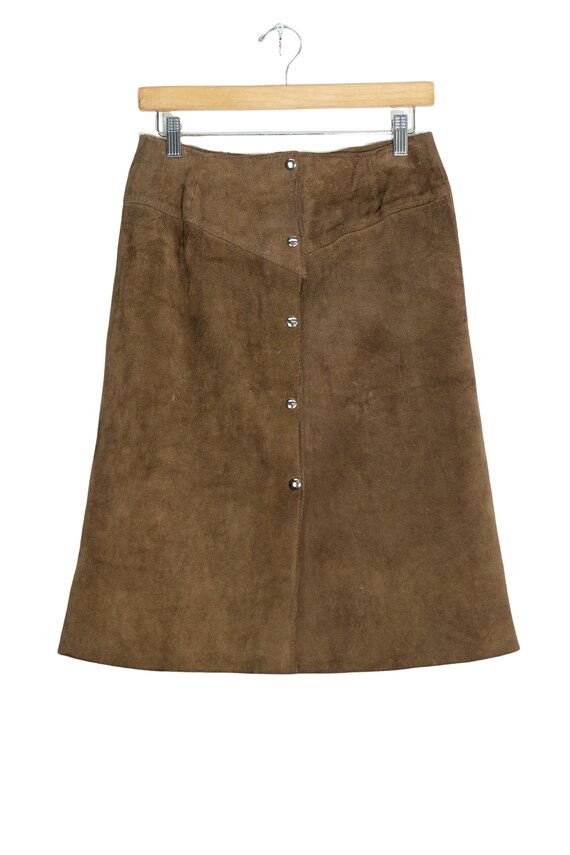 Vintage Suede Midi Skirt - 1970s 1980s Leather Sk… - image 2