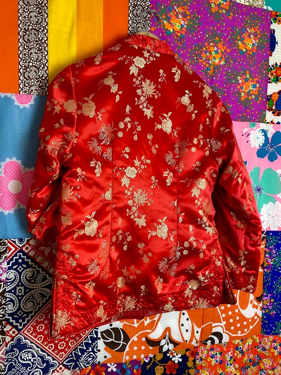 Reversible Vintage Silk Chinese Jacket - Red & Go… - image 10