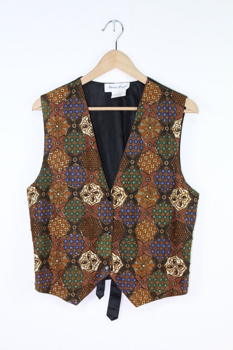 90s Trippy Beaded Vest Vintage Beaded Vest 90s Floral Beaded Vest 90s Beaded Evening Vest Trippy Vest Festival Vest Beaded Vest image 3