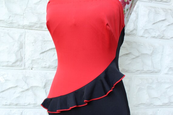 80s Strapless Bathing Suit - One Piece Bathing Su… - image 6