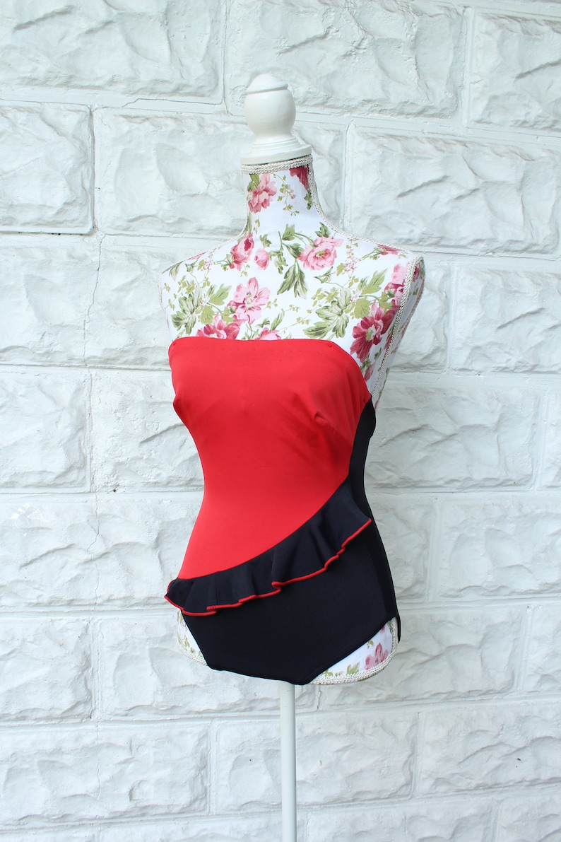 80s Strapless Bathing Suit One Piece Bathing Suit Halter Etsy