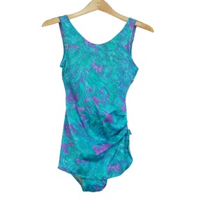 90s Tie Hip One-Piece Bathing Suit - 90s Pastel Swim One-Piece - Jewel Toned Swim -Vintage One Piece suit - Festival SwimSuit - Retro