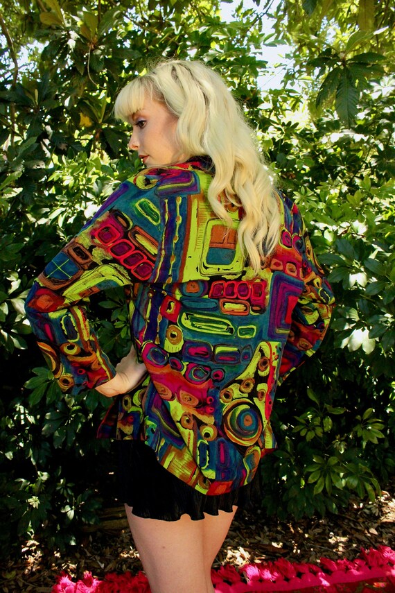 90s Bright Abstract Blazer - 90s Abstract Blazer -