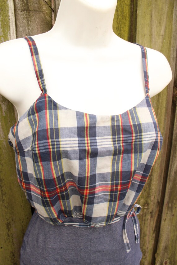1950s Cotton Bathing Suit - Antique Bathing Suit - 1950s Plaid Pin-Up Bathing Suit - 50s Bathing Suit - 1950s Playsuit - 1950s One Piece View 6