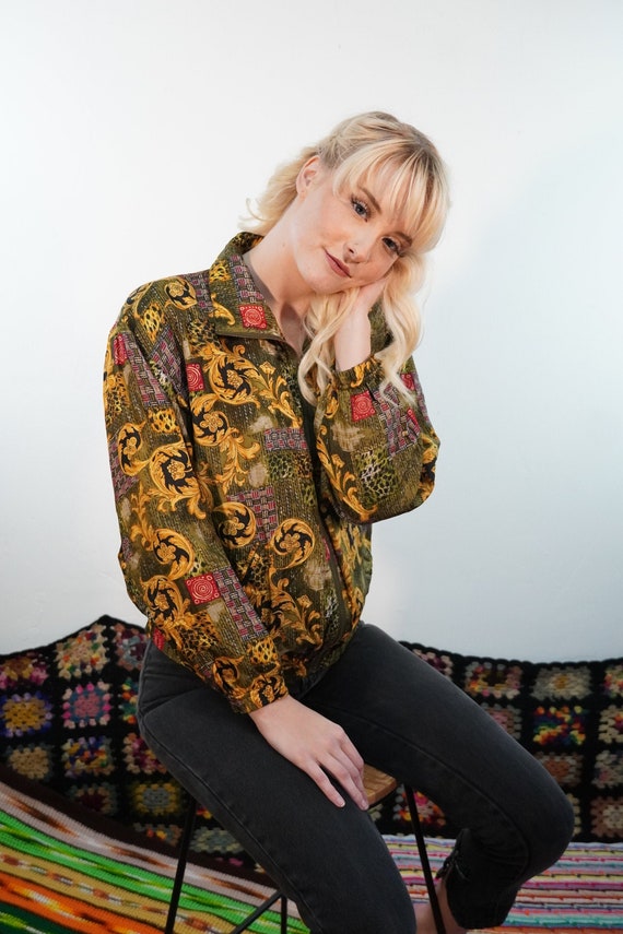 90s Silk Track Jacket - Vintage Silk Windbreaker -
