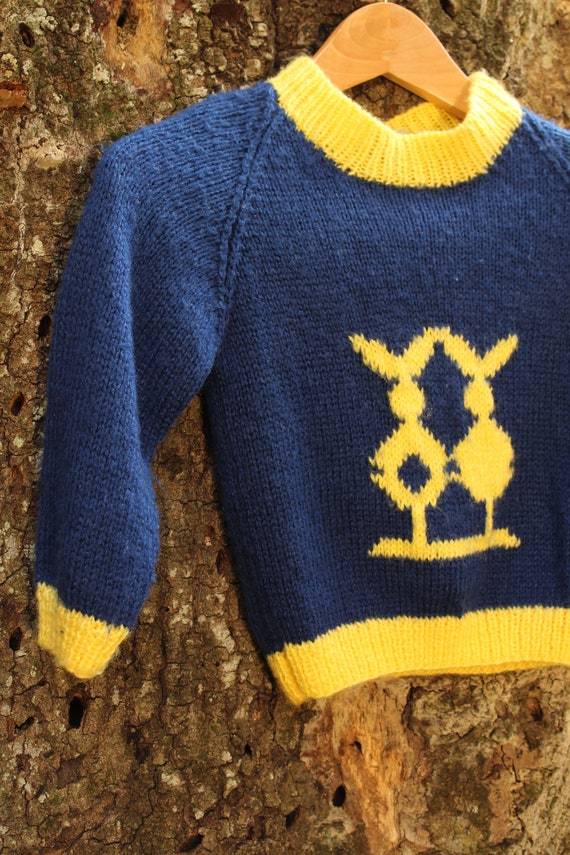 80s Abstract Bunny Sweater - Handknit Fuzzy Sweat… - image 5