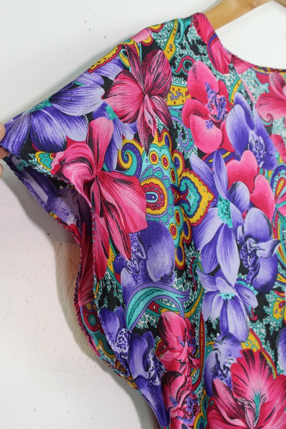 90s Floral Paisley Sleep Shirt - Psychedelic Pais… - image 8