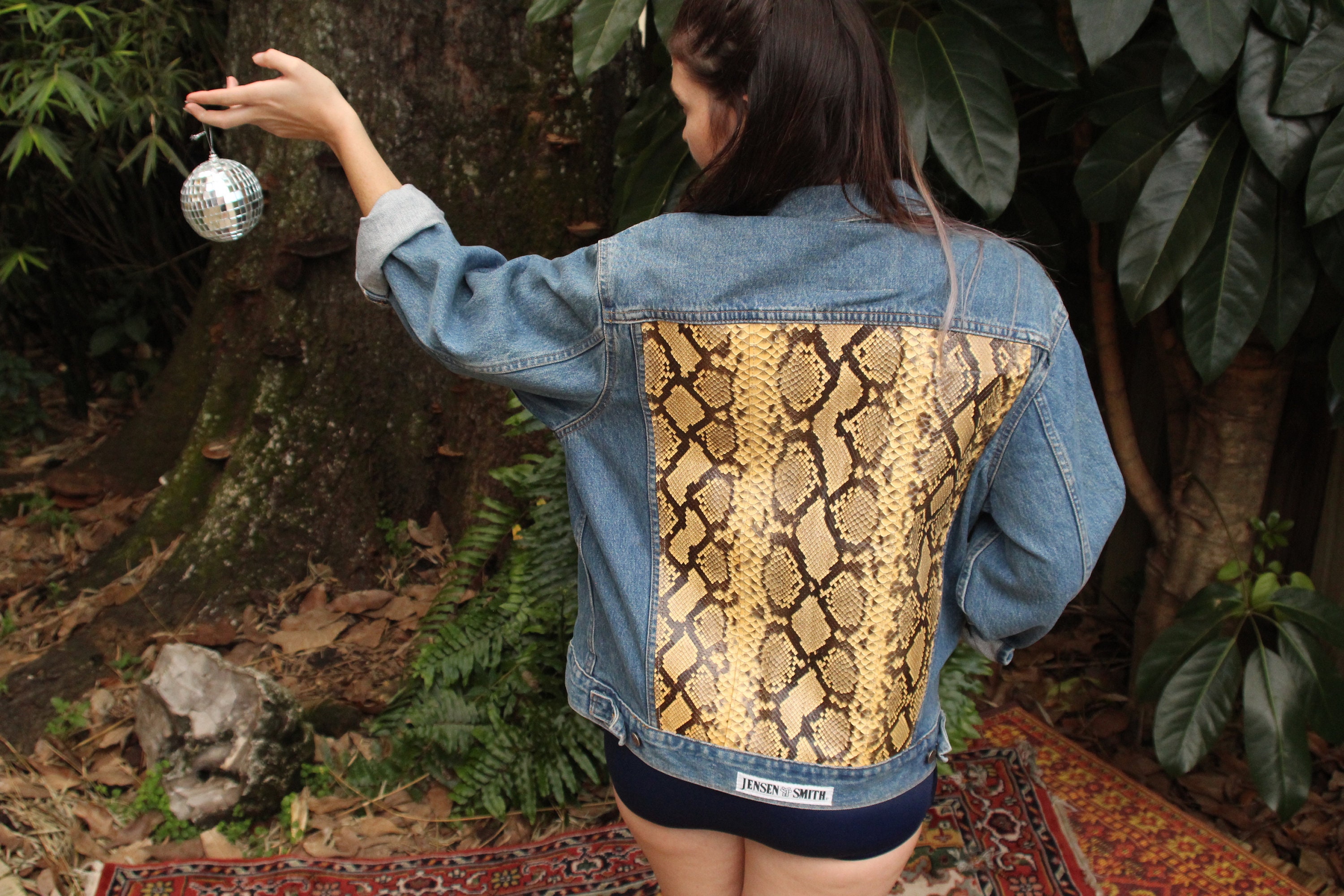 Vintage Jensen Smith Denim Jacket - Snakeskin Denim Jacket - 70s