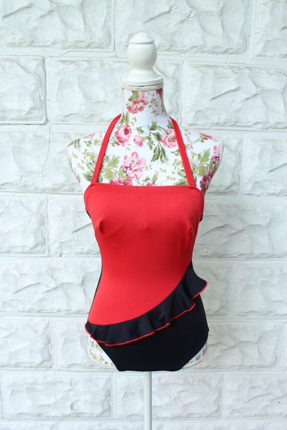 80s Strapless Bathing Suit - One Piece Bathing Su… - image 2
