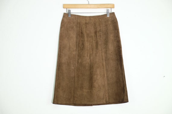 Vintage Suede Midi Skirt - 1970s 1980s Leather Sk… - image 6